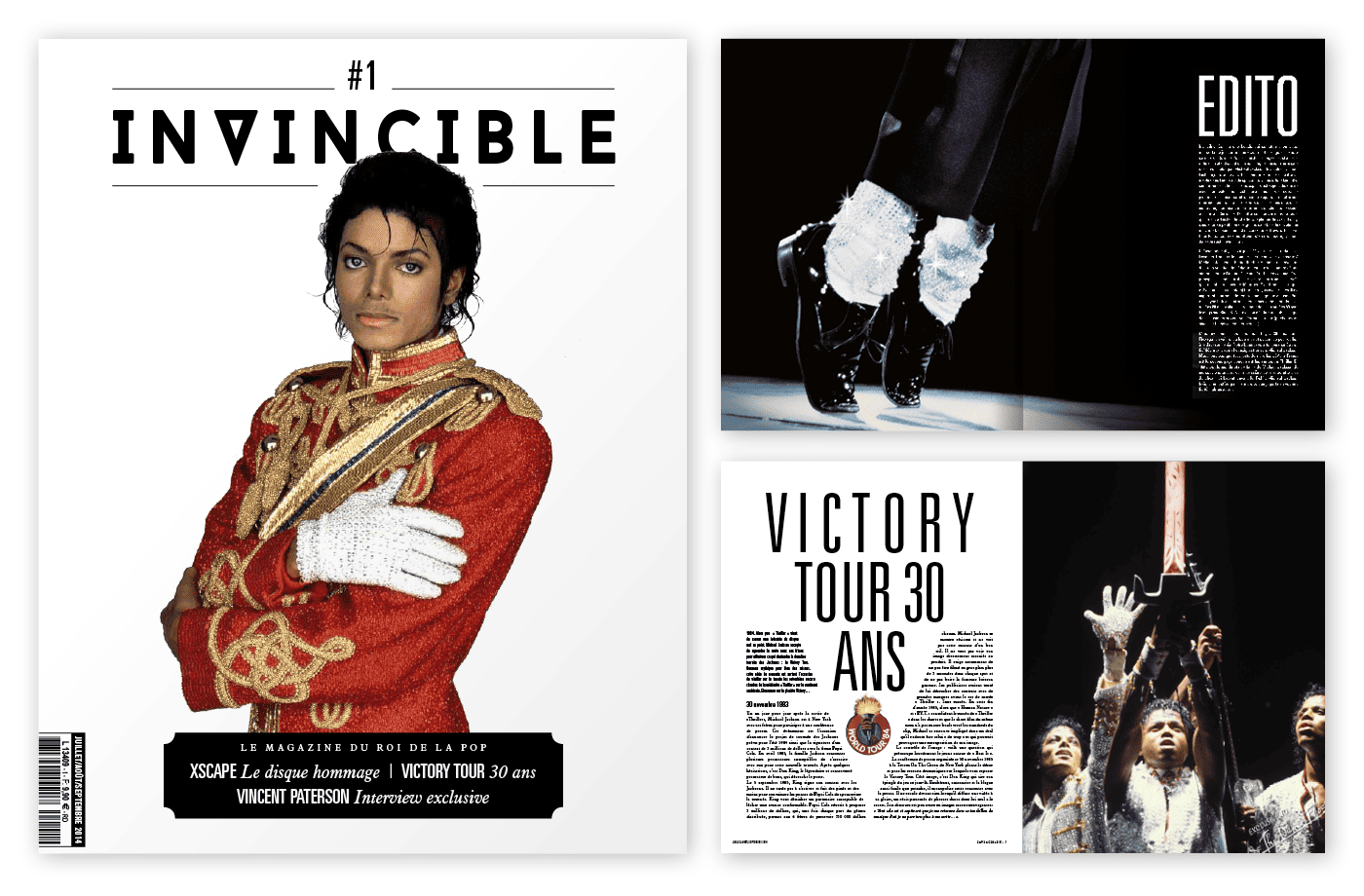 Création graphique du magazine sur Michael Jackson Invincible.