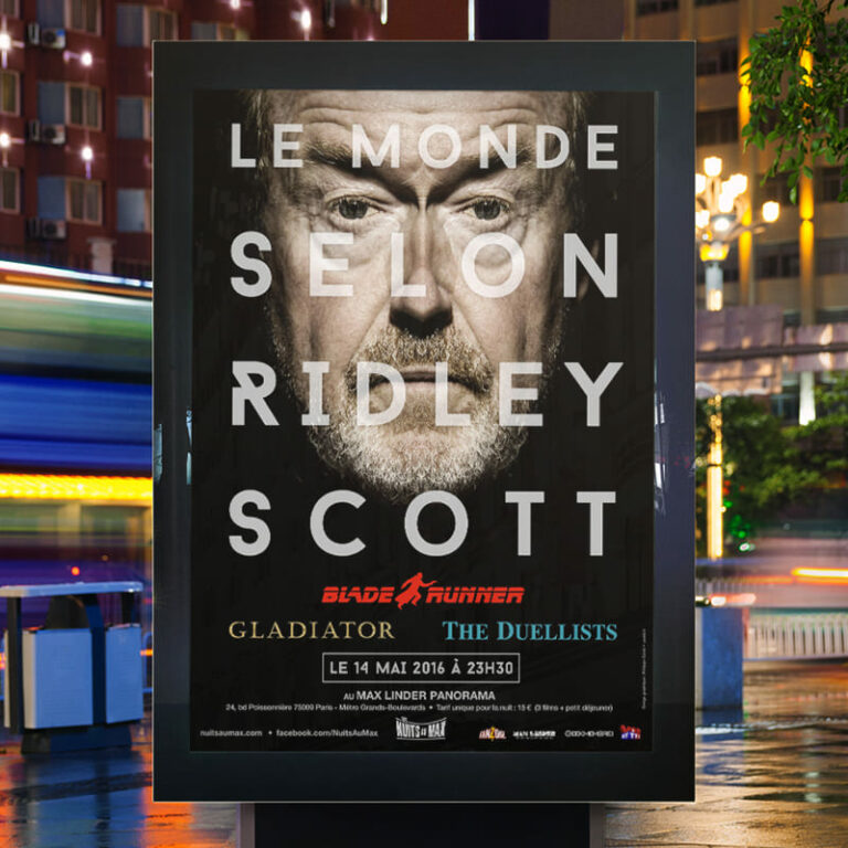 Affiche nuit Ridley Scott au Max Linder Panorama à Paris.