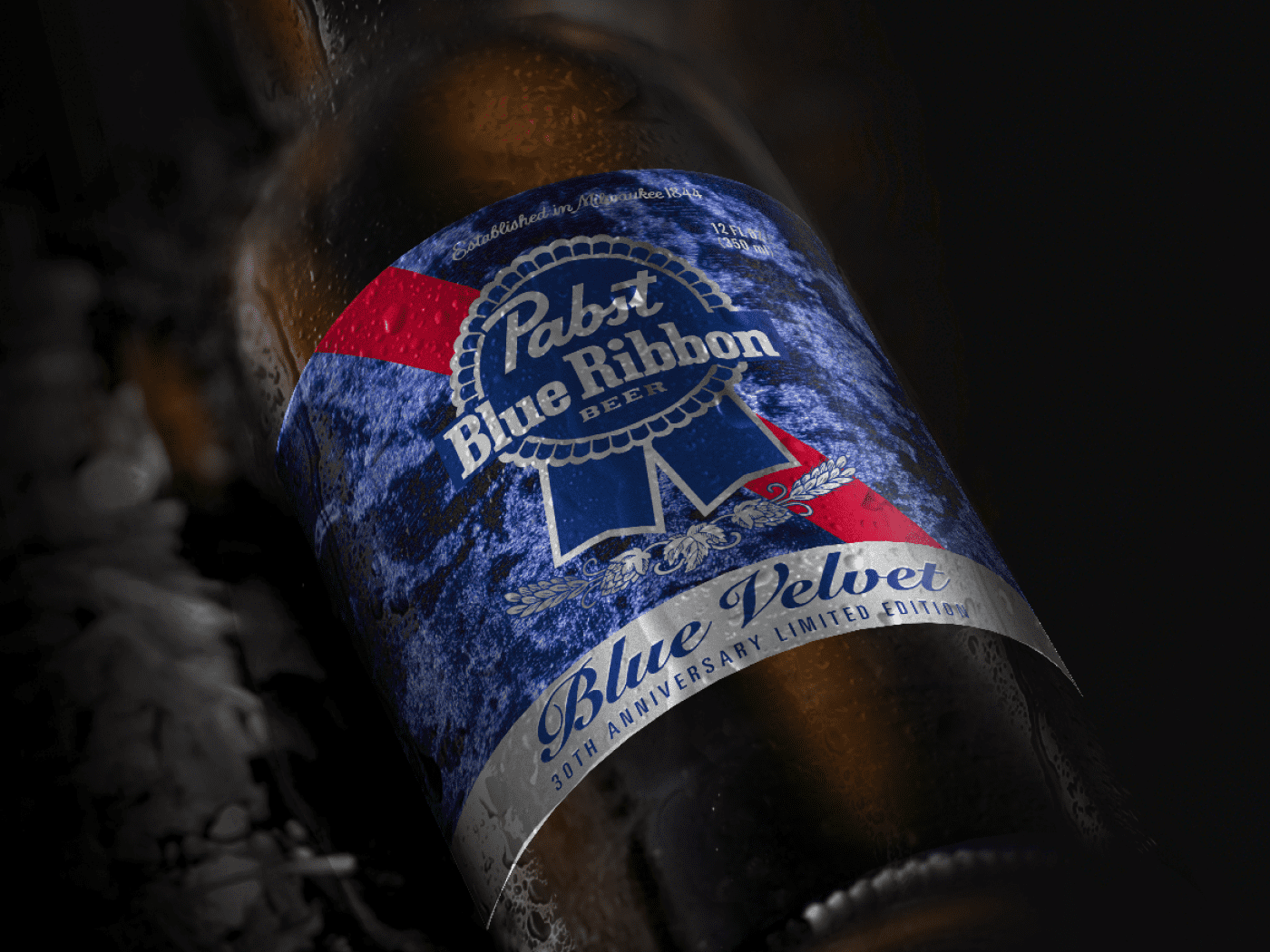 Packaging Pabst Blue Ribbon Blue Velvet de David Lynch