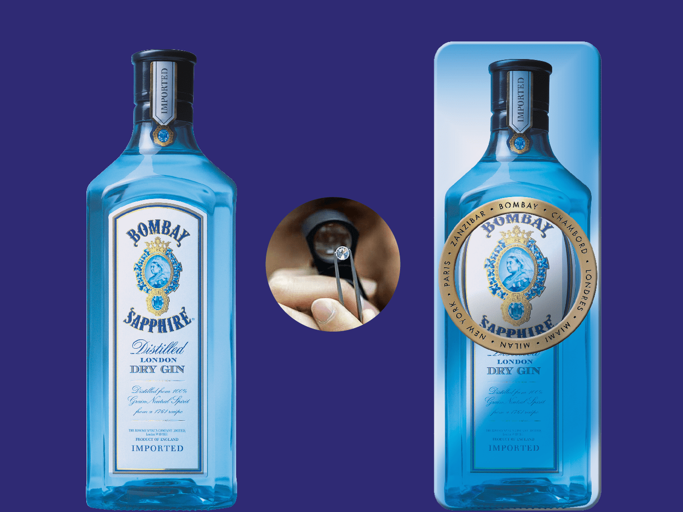 Création packaging de l'édition limitée pour Bombay Sapphire.