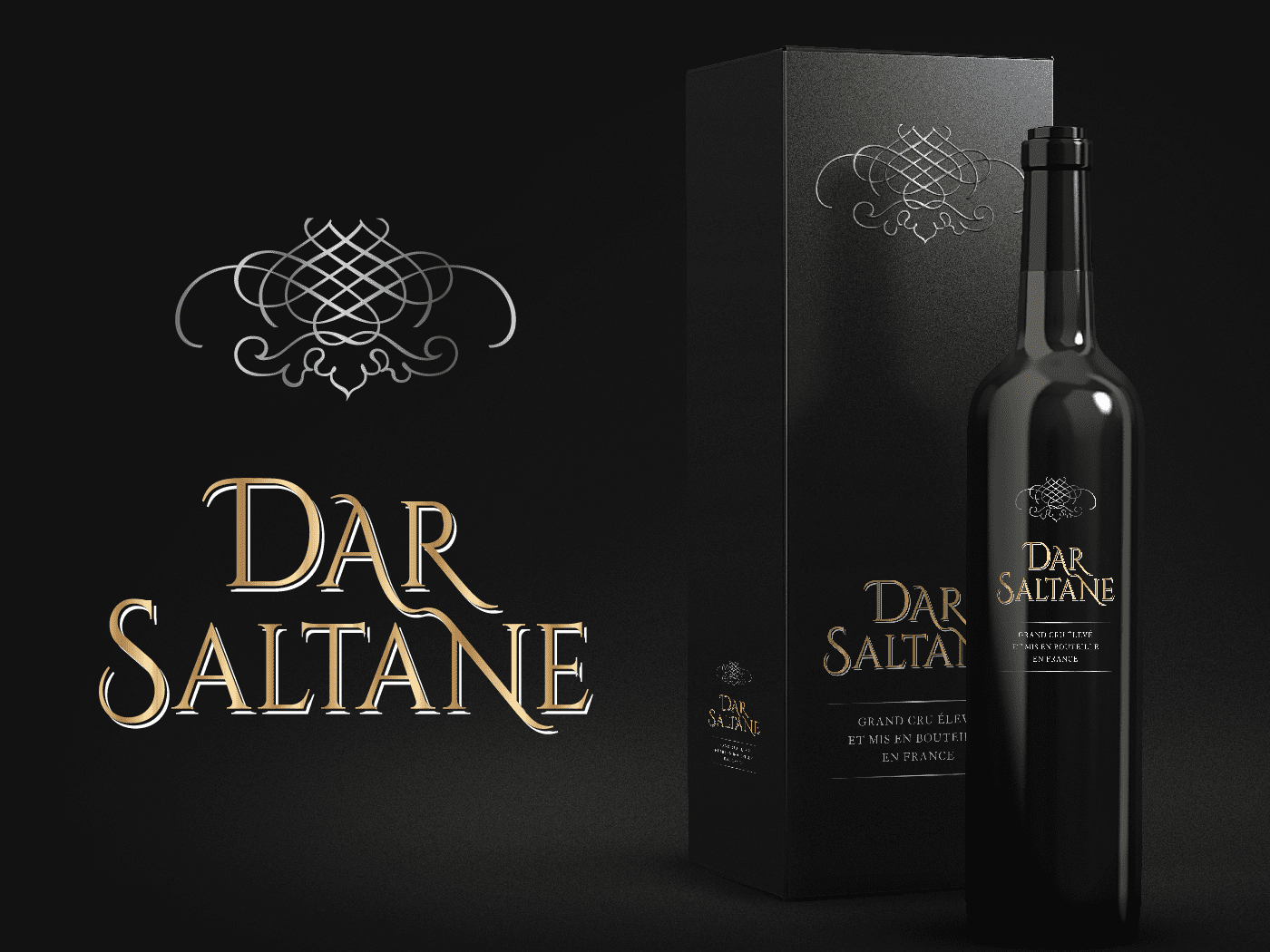 Logo et création graphique du packaging du vin Dar Saltane.