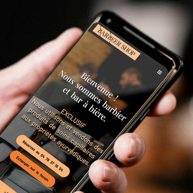 Site internet mobile du barbier Barbeer Shop.